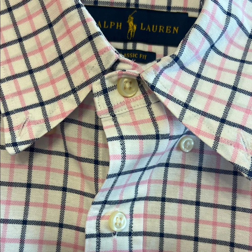 Ralph Lauren Pink, Navy & White Plaid Button-Down Shirt - Picture 4 of 8